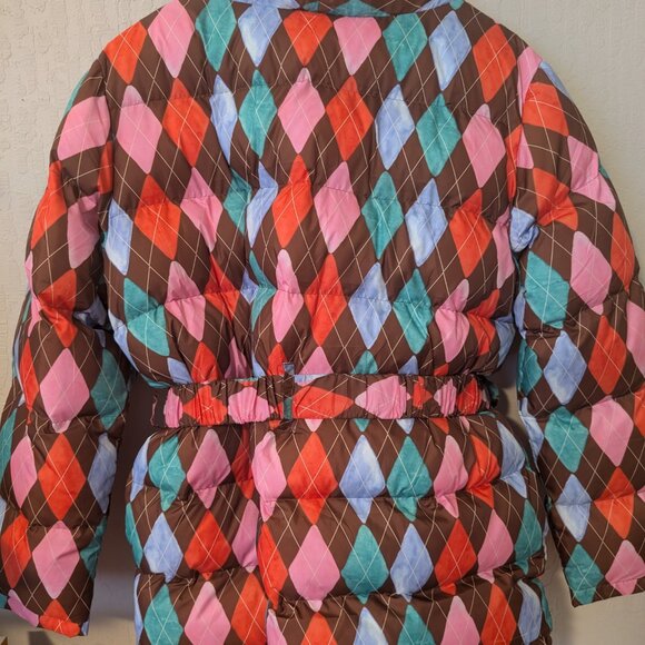 NWT Rachel Antonoff Toni Belted Puffer in Painted Argyle - Picture 2 of 4